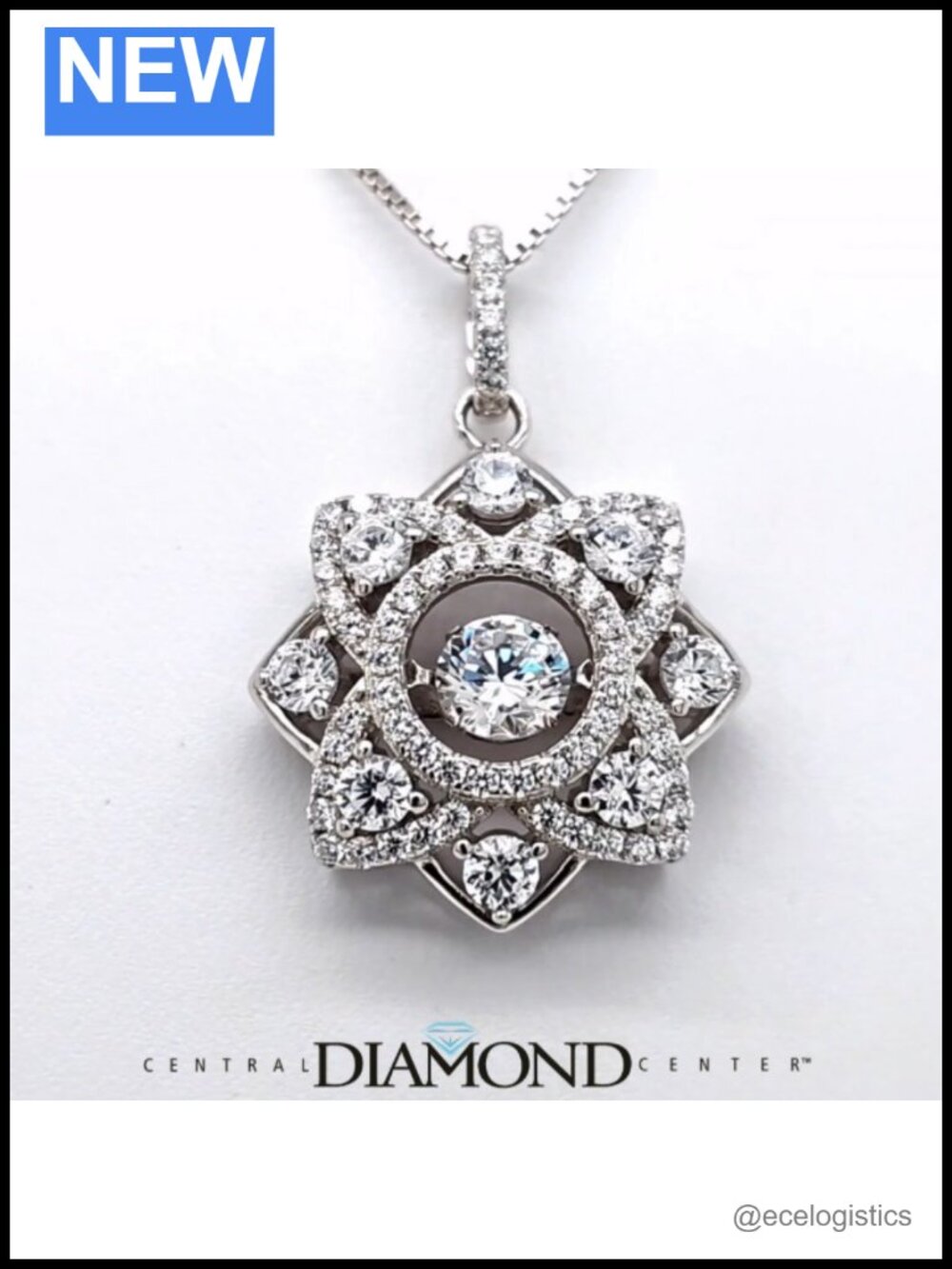 Sterling Silver Yellow Gold Plated Dancing CZ Pendant Necklace Adjustable - Picture 6 of 6